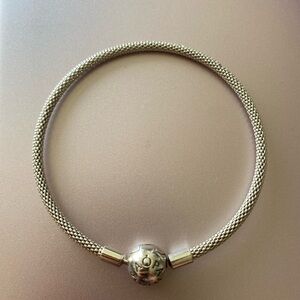 Pandora Sterling Silver Mesh Bangle Size 19/7.5